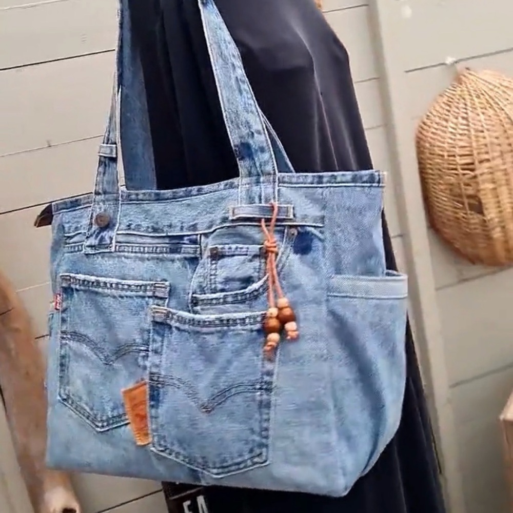 Levi's Light Blue Denim Tote - Picture 2 of 4